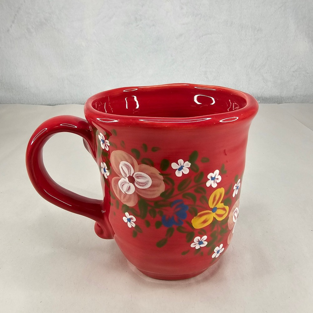 Espana Lifestyle Pasha Handcrafted‎ Red Floral Mug Microwaveable Dishwasher Safe